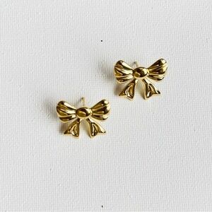 Gold bow knot stud earrings ballet
